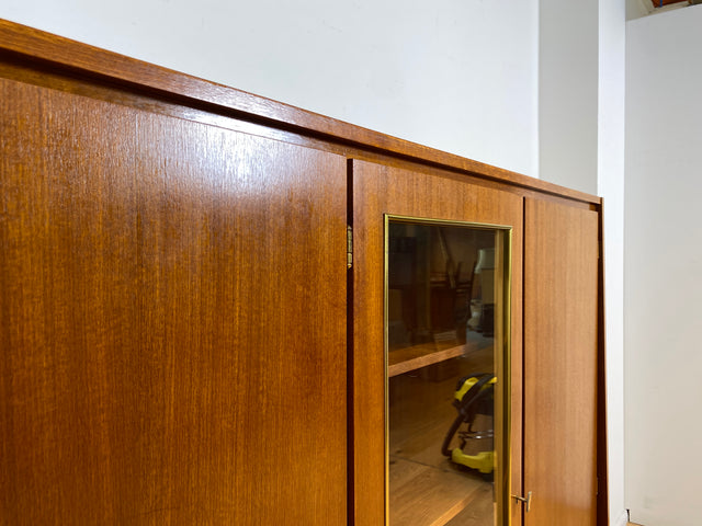 WMK I Stilvoller Mid-Century Schrank aus vollem Holz mit Schubladen & Glastür I Kleiderschrank Wäscheschrank Highboard Vitrine Garderobe Dielenschrank Cabinet 50er 60er Vintage Frankfurt Bonn Dresden