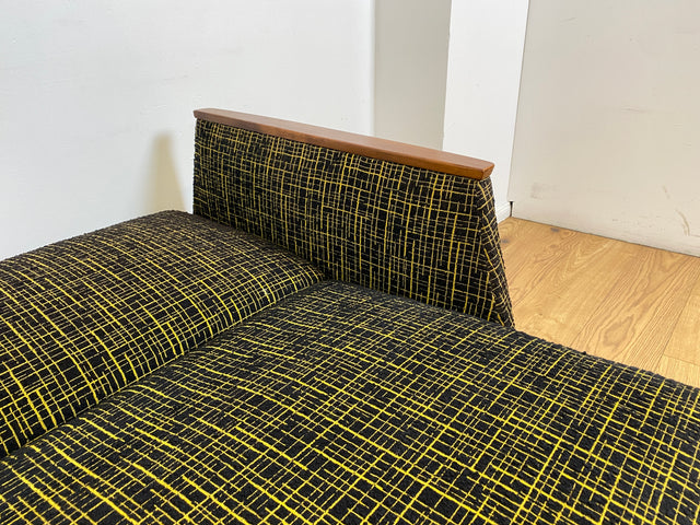 WMK I Formschönes Mid-Century Sofa mit Schlaffunktion, tollem Originalbezug, & Bettwäschefach I Couch Schlafsofa Schlafcouch Klappcouch Klappsofa Daybed Vintage 50er 60er I Berlin Koblenz Flensburg