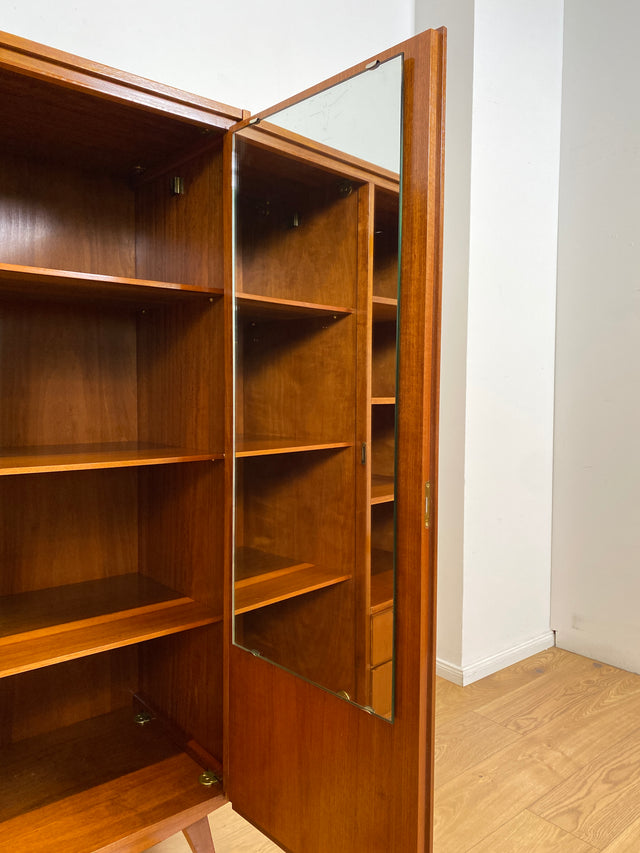WMK I Stilvoller Mid-Century Schrank aus vollem Holz mit Schubladen & Glastür I Kleiderschrank Wäscheschrank Highboard Vitrine Garderobe Dielenschrank Cabinet 50er 60er Vintage Frankfurt Bonn Dresden