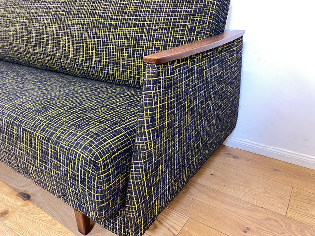 WMK I Formschönes Mid-Century Sofa mit Schlaffunktion, tollem Originalbezug, & Bettwäschefach I Couch Schlafsofa Schlafcouch Klappcouch Klappsofa Daybed Vintage 50er 60er I Berlin Koblenz Flensburg
