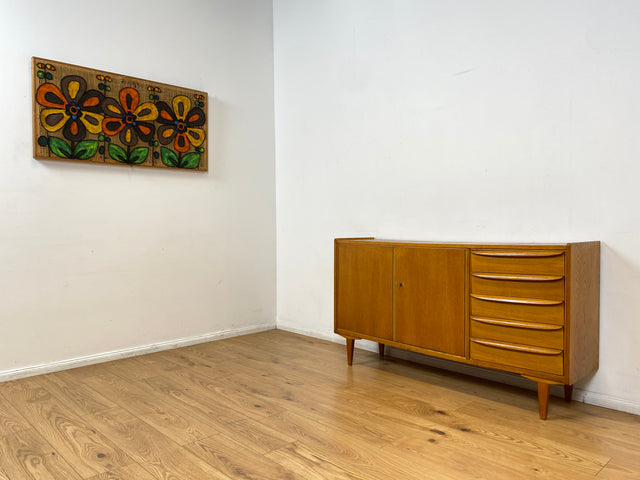 WMK I Stilvolles Mid-Century Sideboard in Eiche mit Schubladen I Kommode Schrank Wohnzimmerschrank Anrichte Lowboard TV-Schrank TV-Board Vintage DDR Berlin Dresden Bayern Frankfurt