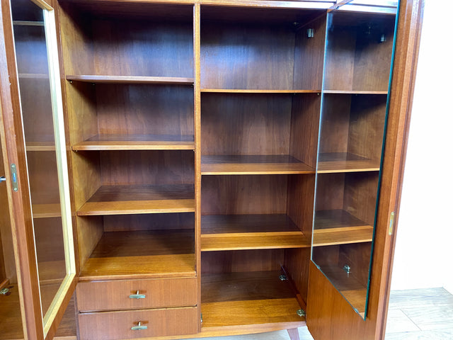 WMK I Stilvoller Mid-Century Schrank aus vollem Holz mit Schubladen & Glastür I Kleiderschrank Wäscheschrank Highboard Vitrine Garderobe Dielenschrank Cabinet 50er 60er Vintage Frankfurt Bonn Dresden