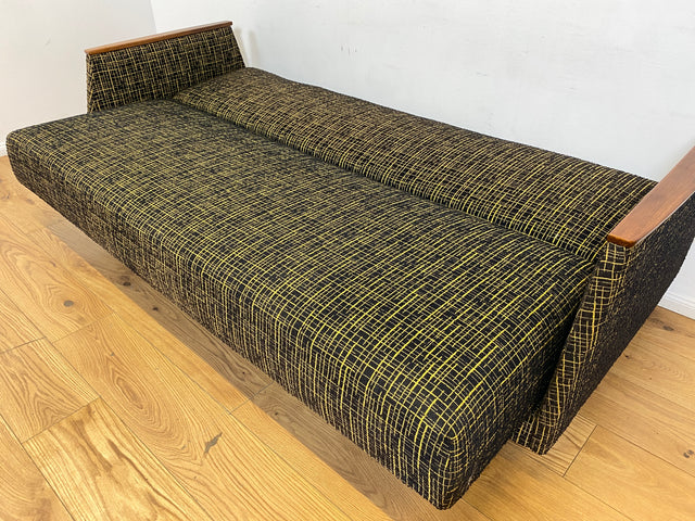 WMK I Formschönes Mid-Century Sofa mit Schlaffunktion, tollem Originalbezug, & Bettwäschefach I Couch Schlafsofa Schlafcouch Klappcouch Klappsofa Daybed Vintage 50er 60er I Berlin Koblenz Flensburg