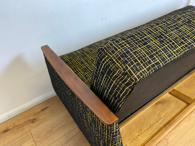 WMK I Formschönes Mid-Century Sofa mit Schlaffunktion, tollem Originalbezug, & Bettwäschefach I Couch Schlafsofa Schlafcouch Klappcouch Klappsofa Daybed Vintage 50er 60er I Berlin Koblenz Flensburg