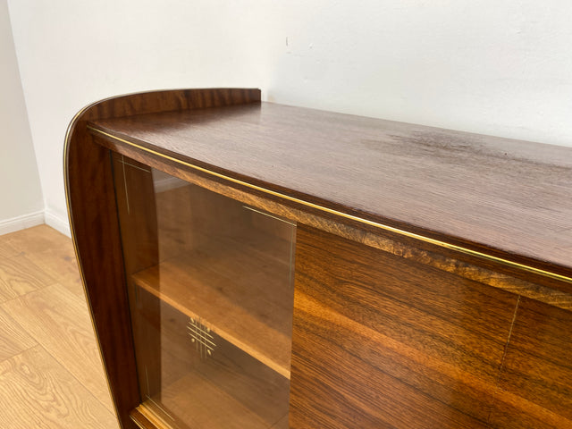 WMK # Besonderer & sehr gut erhaltener Mid-Century Barschrank , Vollholz, mit Schiebetüren & zum Eckschrank ausklappbar # Barkommode Barvitrine Kommode Vitrine Eckkommode Eckvitrine Vintage 50er 60er
