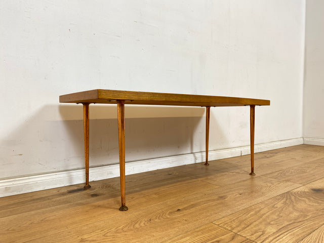 WMK # Kultige & gut erhaltene Mid-Century Blumenbank aus 1965 auf Metallfüßen mit pflegeleichten & kunstvollen Fliesen # Blumentisch Couchtisch Beistelltisch Nierentisch Fliesentisch Vintage DDR 60er