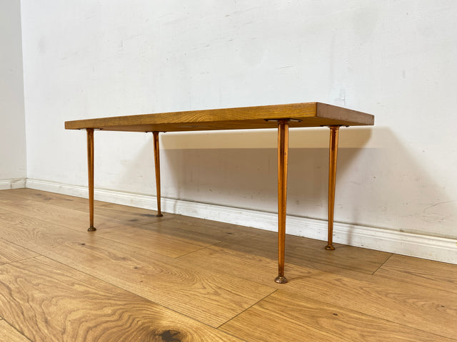 WMK # Kultige & gut erhaltene Mid-Century Blumenbank aus 1965 auf Metallfüßen mit pflegeleichten & kunstvollen Fliesen # Blumentisch Couchtisch Beistelltisch Nierentisch Fliesentisch Vintage DDR 60er