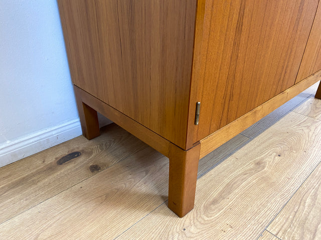 WMK # Stilvoller skandinavischer Mid-Century Bücherschrank in Teakholz mit auszieh. Schreibfläche & verstell. Regalböden # Bücherregal Regal Sekretär Highboard Sideboard Kommode Danish Design Vintage