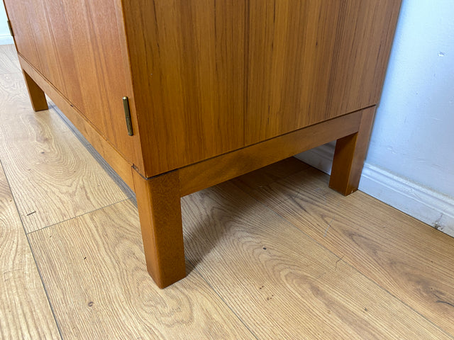 WMK # Stilvoller skandinavischer Mid-Century Bücherschrank in Teakholz mit auszieh. Schreibfläche & verstell. Regalböden # Bücherregal Regal Sekretär Highboard Sideboard Kommode Danish Design Vintage
