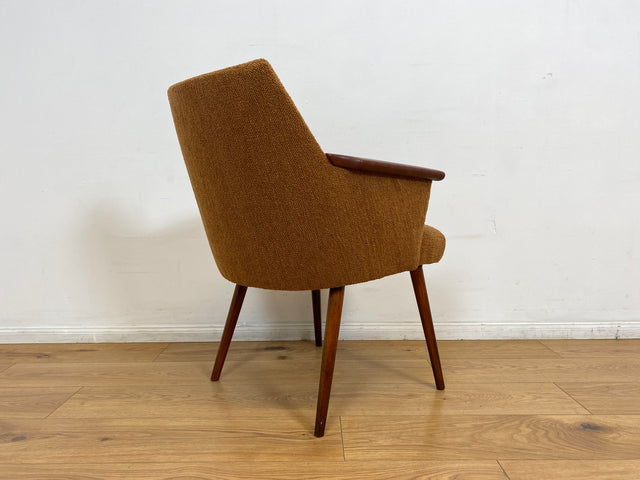 WMK I Kultiger und sehr gut erhaltener Mid-Century Cocktailsessel mit Kunstleder Armlehnen & braunem Originalbezug I Sessel Stuhl Armlehnstuhl Lesesessel Retro Vintage 60er DDR Berlin Hamburg Leipzig