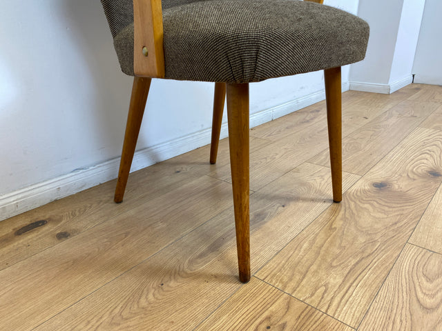WMK # Besonders schöner & sehr gut erhaltener Mid-Century Cocktailsessel mit hellem Holzrahmen & tollem Originalbezug # Sessel Armlehnstuhl Armchair Stuhl Schreibtischstuhl Vintage Space Age 50er 60er