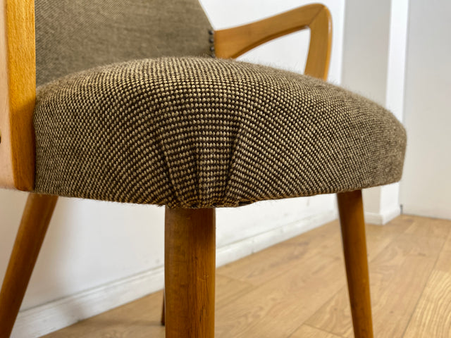 WMK # Besonders schöner & sehr gut erhaltener Mid-Century Cocktailsessel mit hellem Holzrahmen & tollem Originalbezug # Sessel Armlehnstuhl Armchair Stuhl Schreibtischstuhl Vintage Space Age 50er 60er