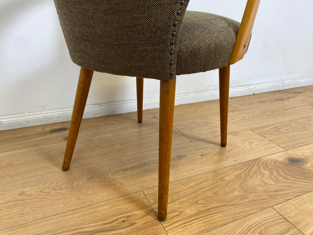 WMK # Besonders schöner & sehr gut erhaltener Mid-Century Cocktailsessel mit hellem Holzrahmen & tollem Originalbezug # Sessel Armlehnstuhl Armchair Stuhl Schreibtischstuhl Vintage Space Age 50er 60er