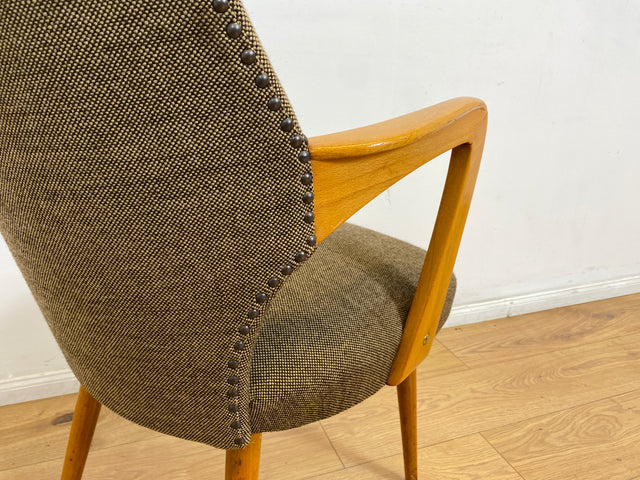 WMK # Besonders schöner & sehr gut erhaltener Mid-Century Cocktailsessel mit hellem Holzrahmen & tollem Originalbezug # Sessel Armlehnstuhl Armchair Stuhl Schreibtischstuhl Vintage Space Age 50er 60er