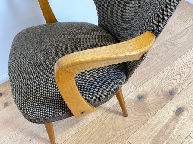 WMK # Besonders schöner & sehr gut erhaltener Mid-Century Cocktailsessel mit hellem Holzrahmen & tollem Originalbezug # Sessel Armlehnstuhl Armchair Stuhl Schreibtischstuhl Vintage Space Age 50er 60er