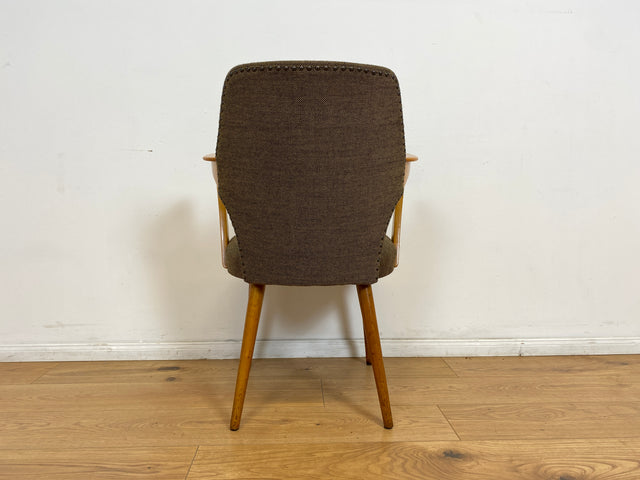 WMK # Besonders schöner & sehr gut erhaltener Mid-Century Cocktailsessel mit hellem Holzrahmen & tollem Originalbezug # Sessel Armlehnstuhl Armchair Stuhl Schreibtischstuhl Vintage Space Age 50er 60er