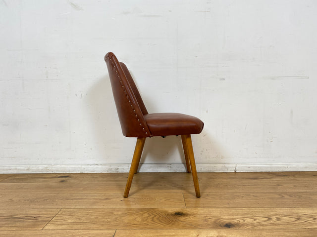 WMK I Versand I Kultiger und sehr gut erhaltener Mid-Century DDR Cocktailsessel mit braunem Kunstlederbezug