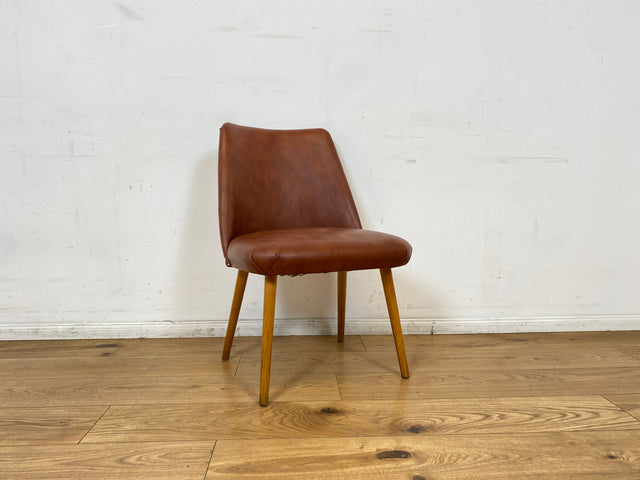 WMK I Versand I Kultiger und sehr gut erhaltener Mid-Century DDR Cocktailsessel mit braunem Kunstlederbezug