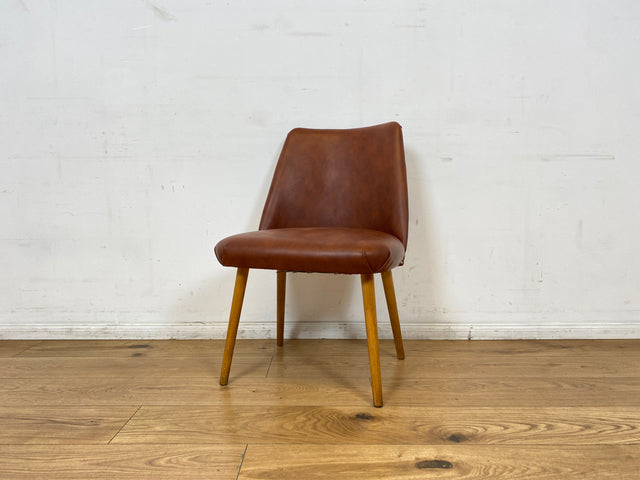 WMK I Versand I Kultiger und sehr gut erhaltener Mid-Century DDR Cocktailsessel mit braunem Kunstlederbezug