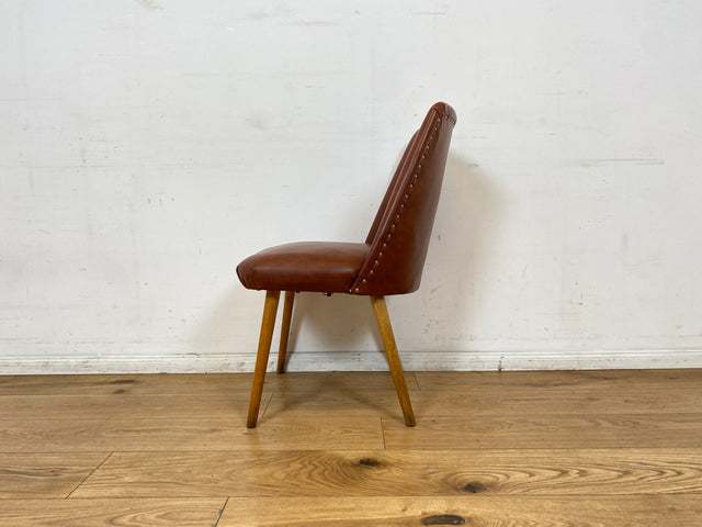 WMK I Versand I Kultiger und sehr gut erhaltener Mid-Century DDR Cocktailsessel mit braunem Kunstlederbezug