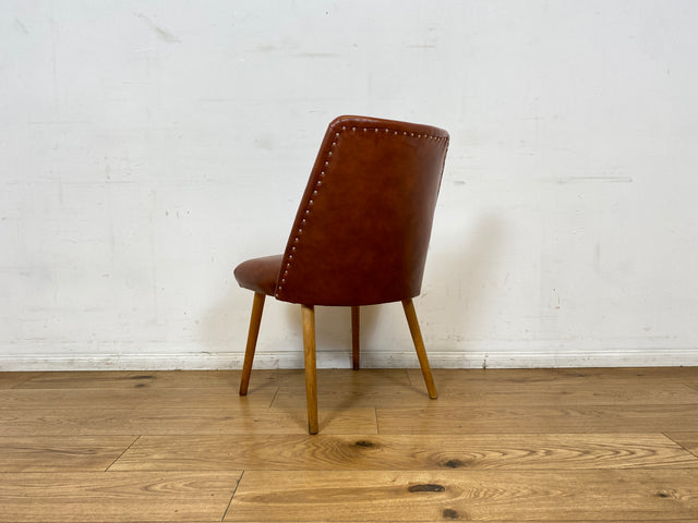 WMK I Versand I Kultiger und sehr gut erhaltener Mid-Century DDR Cocktailsessel mit braunem Kunstlederbezug