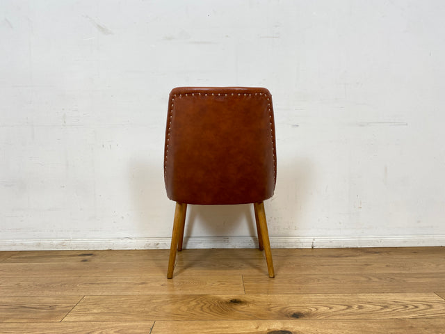WMK I Versand I Kultiger und sehr gut erhaltener Mid-Century DDR Cocktailsessel mit braunem Kunstlederbezug