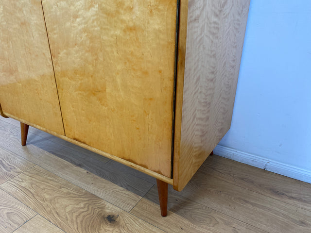 WMK # Hochwertiger & geräumiger Mid-Century Kleiderschrank von 1961, Vollholz in Birke, mit Kleiderstange # Schrank Schlafzimmerschrank Garderobe Wardrobe 60er DDR Vintage München Köln Stuttgart Kiel