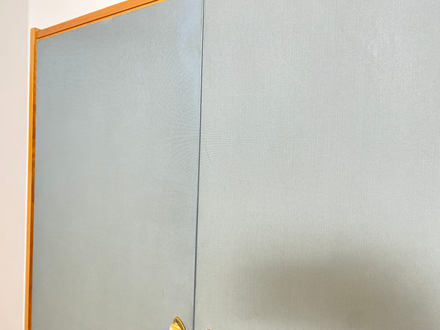 WMK # Hochwertiger & gut erhaltener Mid-Century Kleiderschrank aus vollem Holz in Blau, aus 1959, baugleich mit VEB Hellerau # Schrank Schlafzimmerschrank Wäscheschrank Wardrobe Vintage Esche DDR 50er