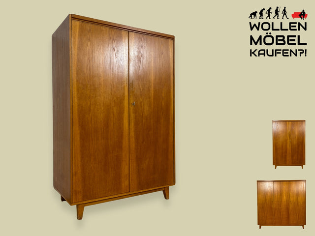 WMK I Schöner und hochwertiger Mid-Century Kleiderschrank aus 1961 mit Schubladen I Vollholz in Eiche I Schrank Schlafzimmerschrank Wäscheschrank Retro 50er 60er Vintage DDR I Berlin Leipzig München