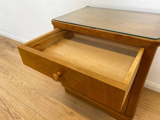 WMK # Hübscher und sehr gut erhaltener Mid-Century Nachttisch aus 1964 in Eichenholz mit Schublade und großem Fach # Nachtschrank Nachtschränkchen Nachtkommode Kommode Bedside Table Vintage 50er 60er