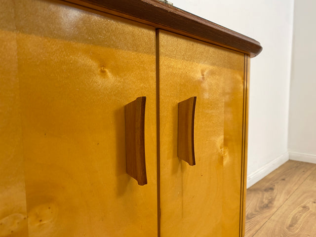 WMK 1/2 Formschöner & sehr gut erhaltener Mid-Century Nachttisch Modell Dominia mit abnehm. Glasauflage # Nachtschrank Nachtschränkchen Nachtkommode Beistelltisch Kommode Rockabilly Vintage 50er 60er