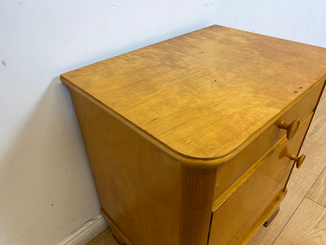 WMK I Hübscher Mid-Century Nachttisch aus vollem Holz mit Schublade und Holzgriffen I Nachtschank Nachtschränkchen Nachtkommode Kommode Night Stand Art Deco Vintage 50er 60er Berlin Göttingen Erfurt