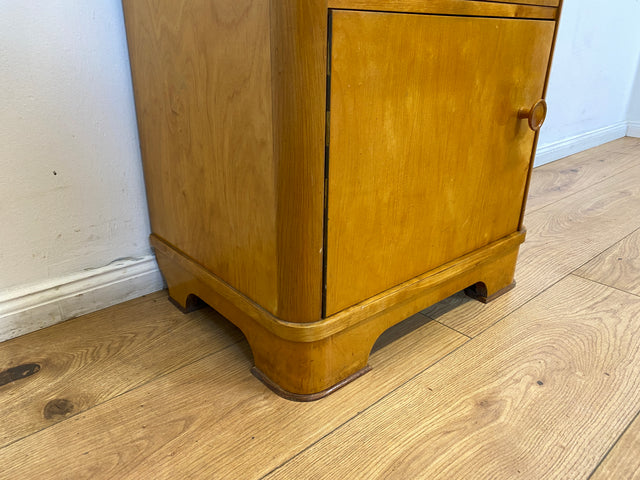 WMK I Hübscher Mid-Century Nachttisch aus vollem Holz mit Schublade und Holzgriffen I Nachtschank Nachtschränkchen Nachtkommode Kommode Night Stand Art Deco Vintage 50er 60er Berlin Göttingen Erfurt