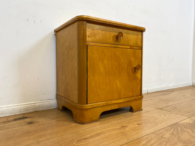 WMK I Hübscher Mid-Century Nachttisch aus vollem Holz mit Schublade und Holzgriffen I Nachtschank Nachtschränkchen Nachtkommode Kommode Night Stand Art Deco Vintage 50er 60er Berlin Göttingen Erfurt