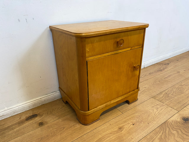 WMK I Hübscher Mid-Century Nachttisch aus vollem Holz mit Schublade und Holzgriffen I Nachtschank Nachtschränkchen Nachtkommode Kommode Night Stand Art Deco Vintage 50er 60er Berlin Göttingen Erfurt