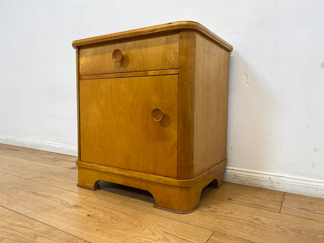 WMK I Hübscher Mid-Century Nachttisch aus vollem Holz mit Schublade und Holzgriffen I Nachtschank Nachtschränkchen Nachtkommode Kommode Night Stand Art Deco Vintage 50er 60er Berlin Göttingen Erfurt