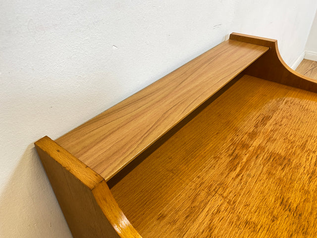 WMK I Seltener Mid-Century Nachttisch mit Schubladen, Messinggriffen & blauen Fronten I Kommode Nachtschrank Nachtschränkchen Beistelltisch Night Stand Vintage 50er 60er Rockabilly Berlin Köln Hanau