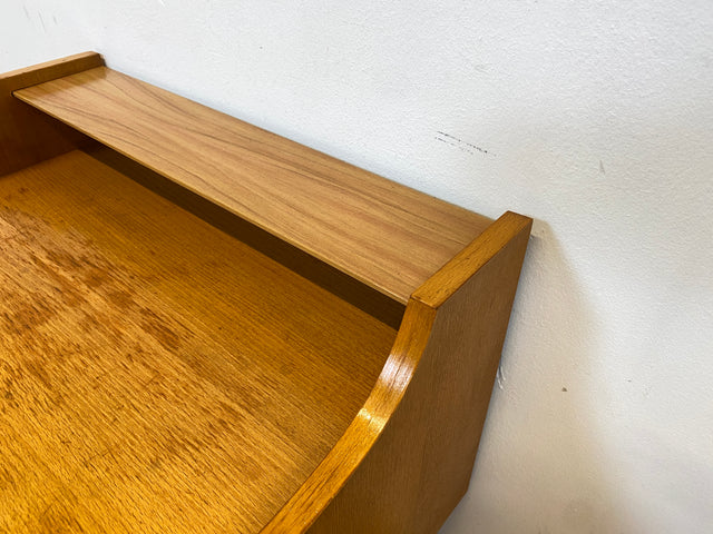 WMK I Seltener Mid-Century Nachttisch mit Schubladen, Messinggriffen & blauen Fronten I Kommode Nachtschrank Nachtschränkchen Beistelltisch Night Stand Vintage 50er 60er Rockabilly Berlin Köln Hanau