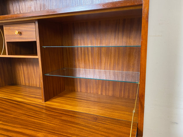 WMK I Schöner Mid-Century Schreibschrank, Vollholz I Sekretär Schreibkommode Schreibtisch Desk Bücherschrank Bücherregal Schrankwand Regalwand Kommode Vintage 50er 60er I Berlin Leipzig Hannover