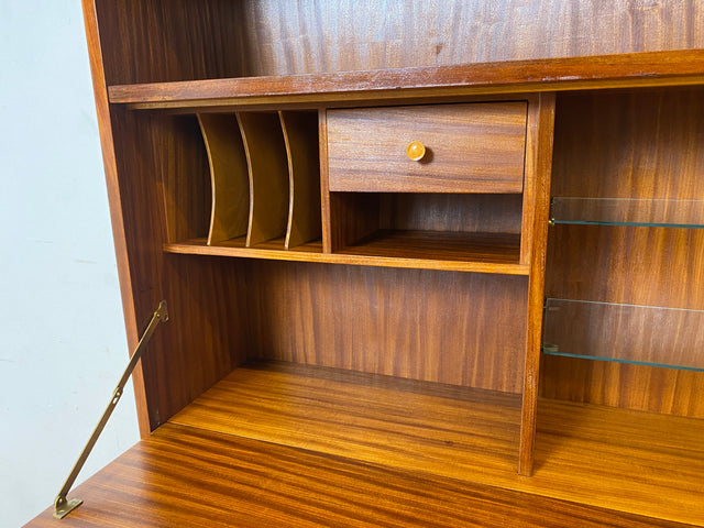 WMK I Schöner Mid-Century Schreibschrank, Vollholz I Sekretär Schreibkommode Schreibtisch Desk Bücherschrank Bücherregal Schrankwand Regalwand Kommode Vintage 50er 60er I Berlin Leipzig Hannover