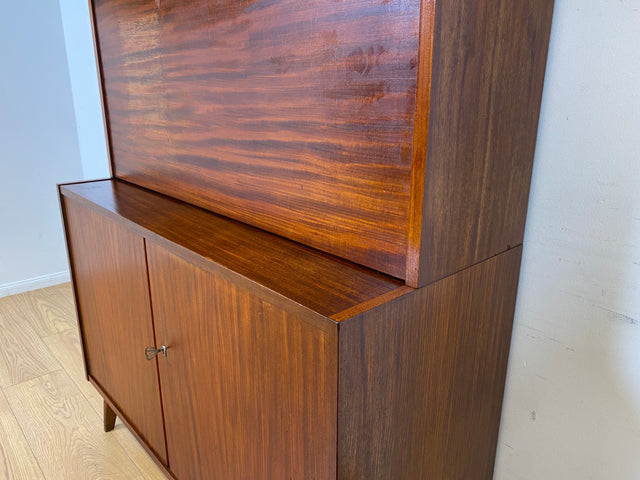 WMK I Schöner Mid-Century Schreibschrank, Vollholz I Sekretär Schreibkommode Schreibtisch Desk Bücherschrank Bücherregal Schrankwand Regalwand Kommode Vintage 50er 60er I Berlin Leipzig Hannover