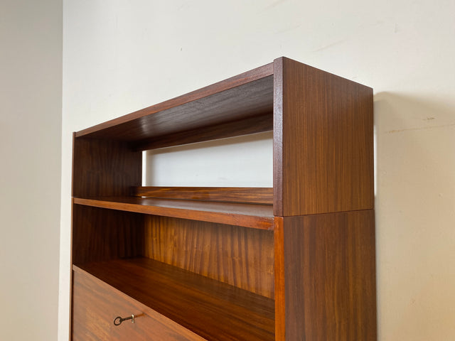 WMK I Schöner Mid-Century Schreibschrank, Vollholz I Sekretär Schreibkommode Schreibtisch Desk Bücherschrank Bücherregal Schrankwand Regalwand Kommode Vintage 50er 60er I Berlin Leipzig Hannover