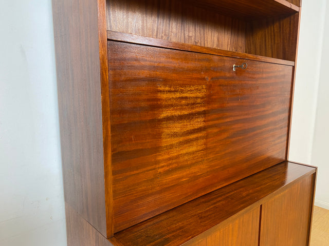 WMK I Schöner Mid-Century Schreibschrank, Vollholz I Sekretär Schreibkommode Schreibtisch Desk Bücherschrank Bücherregal Schrankwand Regalwand Kommode Vintage 50er 60er I Berlin Leipzig Hannover