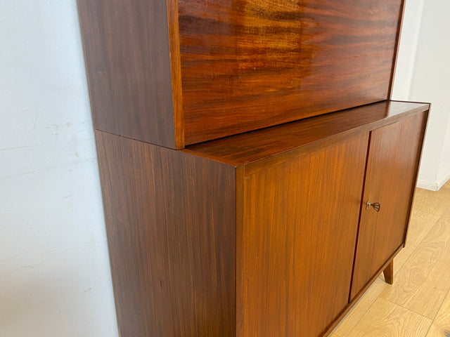 WMK I Schöner Mid-Century Schreibschrank, Vollholz I Sekretär Schreibkommode Schreibtisch Desk Bücherschrank Bücherregal Schrankwand Regalwand Kommode Vintage 50er 60er I Berlin Leipzig Hannover