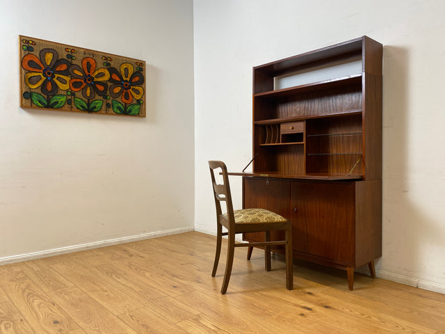 WMK I Schöner Mid-Century Schreibschrank, Vollholz I Sekretär Schreibkommode Schreibtisch Desk Bücherschrank Bücherregal Schrankwand Regalwand Kommode Vintage 50er 60er I Berlin Leipzig Hannover