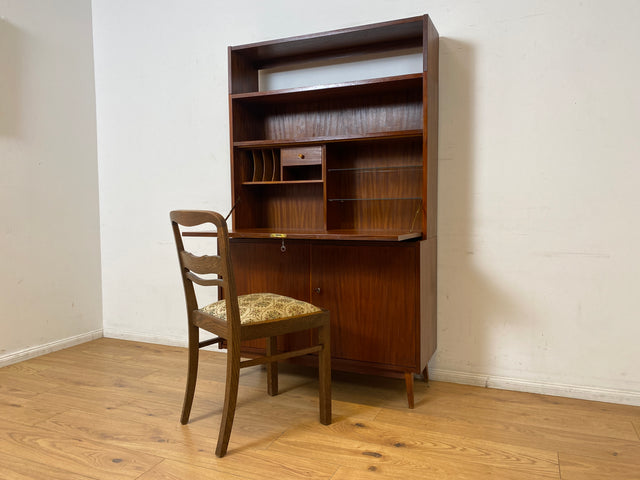 WMK I Schöner Mid-Century Schreibschrank, Vollholz I Sekretär Schreibkommode Schreibtisch Desk Bücherschrank Bücherregal Schrankwand Regalwand Kommode Vintage 50er 60er I Berlin Leipzig Hannover