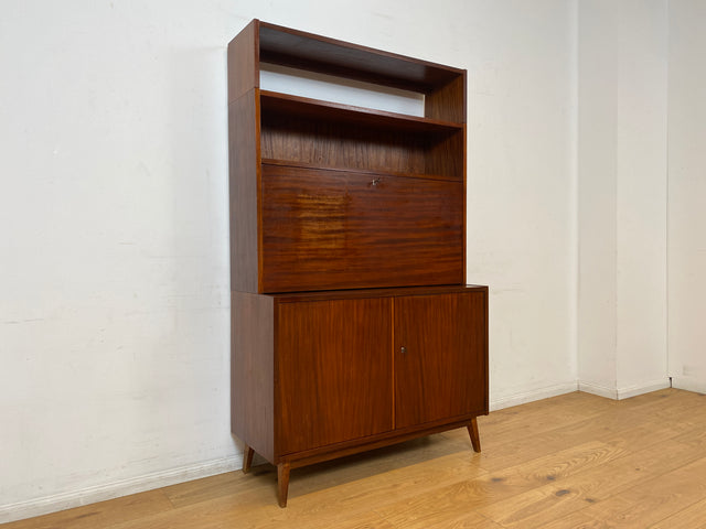 WMK I Schöner Mid-Century Schreibschrank, Vollholz I Sekretär Schreibkommode Schreibtisch Desk Bücherschrank Bücherregal Schrankwand Regalwand Kommode Vintage 50er 60er I Berlin Leipzig Hannover