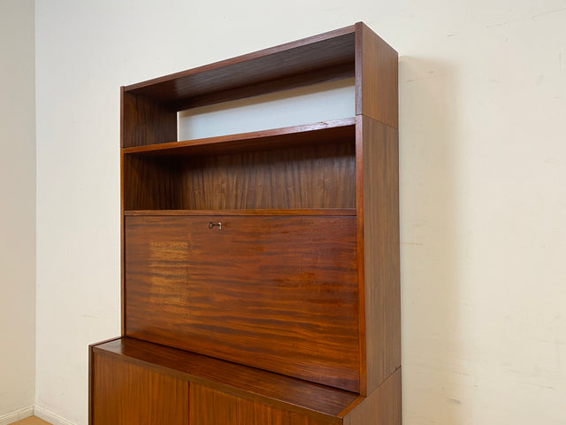 WMK I Schöner Mid-Century Schreibschrank, Vollholz I Sekretär Schreibkommode Schreibtisch Desk Bücherschrank Bücherregal Schrankwand Regalwand Kommode Vintage 50er 60er I Berlin Leipzig Hannover