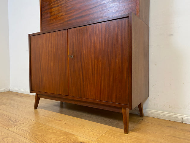 WMK I Schöner Mid-Century Schreibschrank, Vollholz I Sekretär Schreibkommode Schreibtisch Desk Bücherschrank Bücherregal Schrankwand Regalwand Kommode Vintage 50er 60er I Berlin Leipzig Hannover