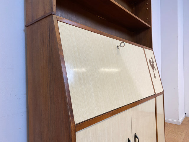 WMK I Einzigartiger und gut erhaltener Mid-Century Schreibschrank mit Regal I Sekretär Schreibkommode Schreibtisch Bücherschrank Bücherregal Flurkommode Vintage Retro 60er 70er Berlin Bonn NRW Bayern